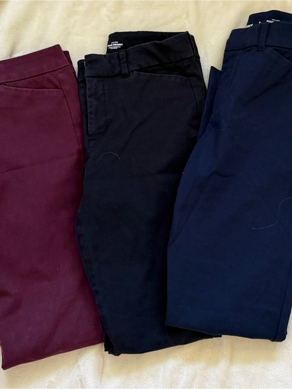 Old Navy Skinny Pants Trio - Burgundy, Black, Navy